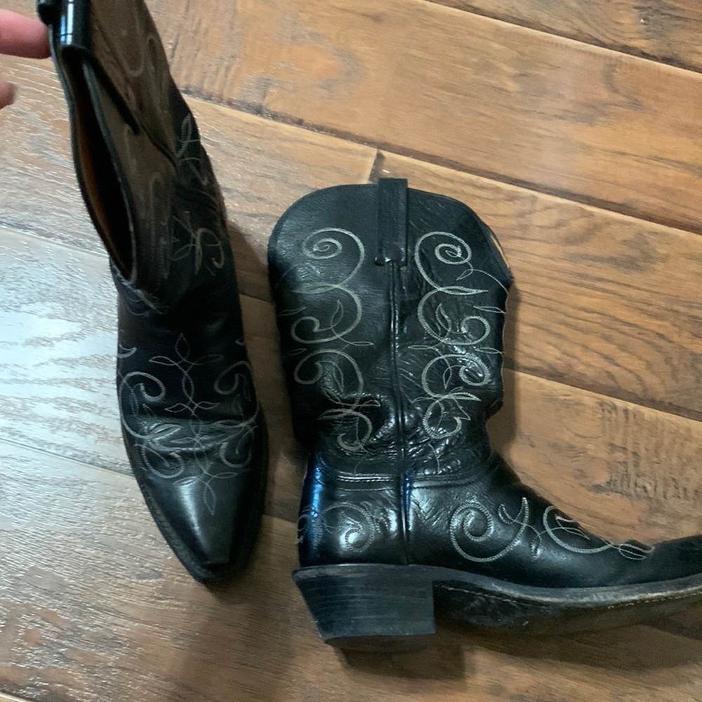 Lucchase 1883 black cowboy boots with white stitched  detailing